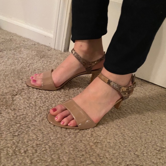 Fratelli Rossetti Tan Sandal Heels Snake Strap 7.5 - Picture 13 of 14